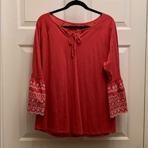Salmon 3/4 Sleeve Blouse